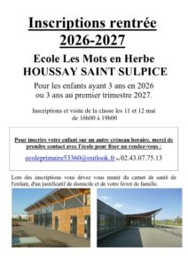 Inscriptions rentrée 2026-2027